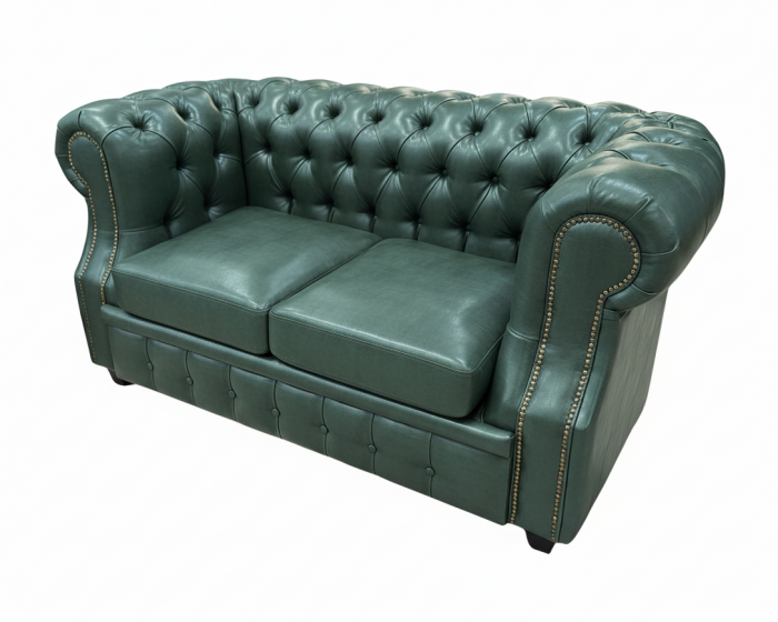 Диван офисный Честер ЛОФТ 2-х местный, экокожа зеленый