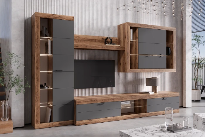 Прага Модульная Гостиная, вариант №2, делано/Графит