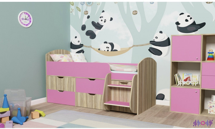 Кровать-чердак Малыш 7 (Винтерберг/Оранжевый)