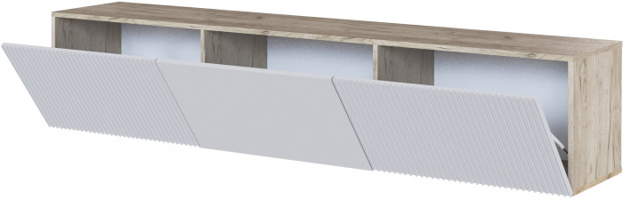 Тумба ТВ навесная Сириния, Дуб крафт серый/Светло-серый