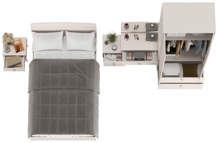 Афина Спальня 22-1200, цвет кашемир серый, сп.м. 1200х2000 мм., б/м, основание есть - фанера