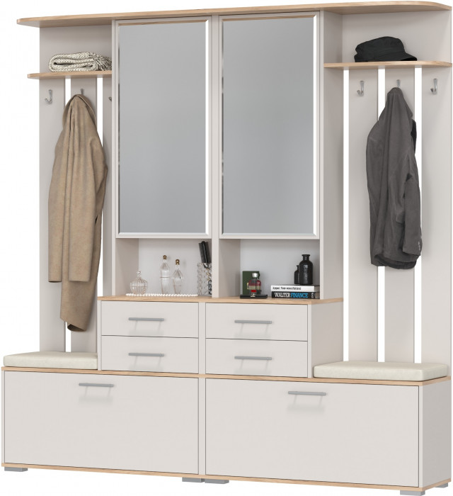 Два шкафа с вешалкой Домино 2-3431дкз/к.с, цвет дуб крафт золотой/кашемир серый, ШхГхВ 200х36х202 см., универсальная сборка