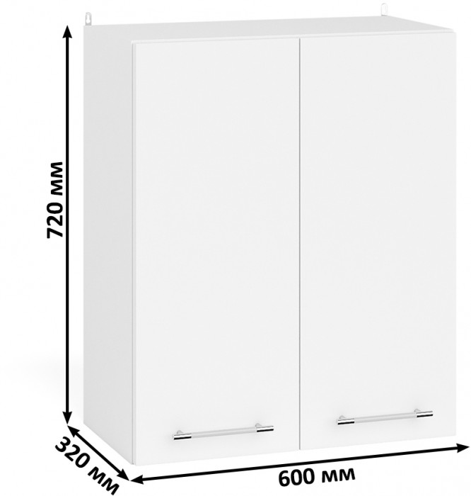 Кухня Мебель--24 ШВ600 Шкаф 60 см., цвет корпус белый/фасад ДСП белый, ШхГхВ 60х32х72 см.