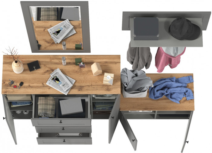 Остин Прихожая 50, серый графит/дуб крафт золотой