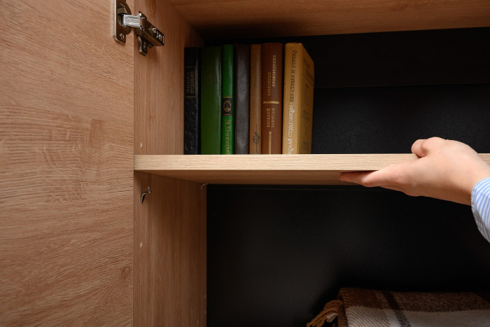 Брюс Комод-тумба 16.233 + Брюс Комод-тумба 16.233, цвет чёрный/дуб Сантьяго, ШхГхВ 226,8х38,3х85,6 см., универсальная сборка