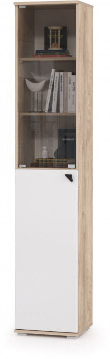 КР100 Бостон № 48, цвет дуб эндгрейн элегантный/фасады МДФ милк рикамо софт, 13.154+13.155+13.156, ШхГхВ 154х35,1х194,4 см., универсальная сборка