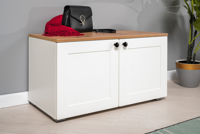 Остин Прихожая 51, белый шагрень/дуб крафт золотой