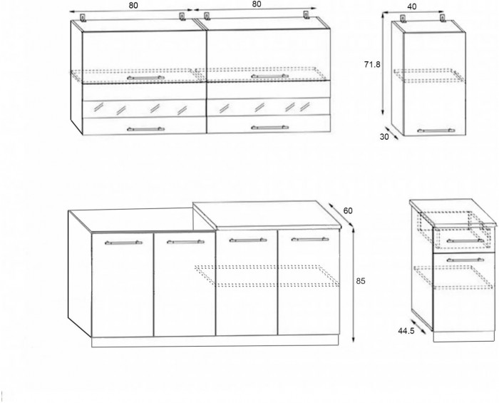 Кухня МДФ Техно 2000 Компоновка №2 (Белый, Белый глянец холодный/Мрамор темный)