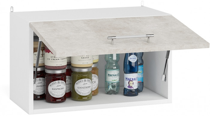 Кухня Мебель--24 ШВГ600 Шкаф горизонтальный 60 см., корпус белый/фасад МДФ бетон лофт бежевый