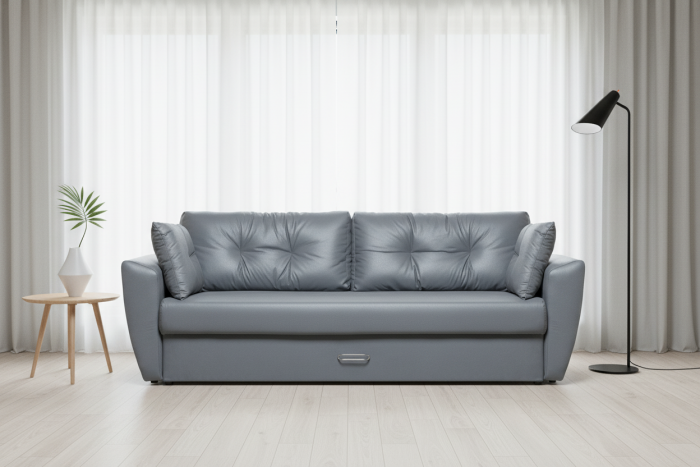 Диван-еврокнижка Амстердам 150, экокожа серая