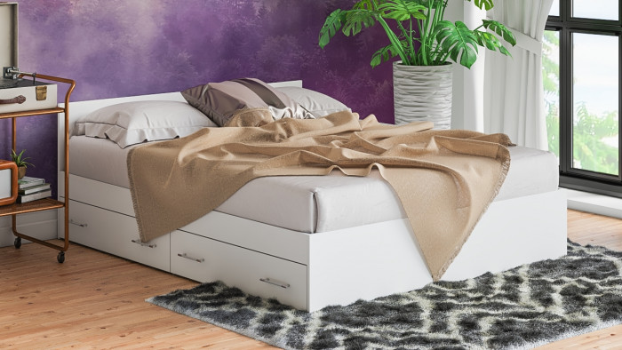 Мори Кровать с ящиками 1600, белый