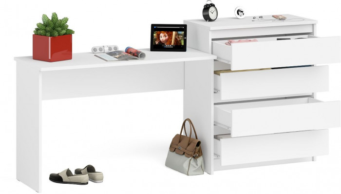 Мори письменный стол МСП1200.1 + Комод МК800.4, белый