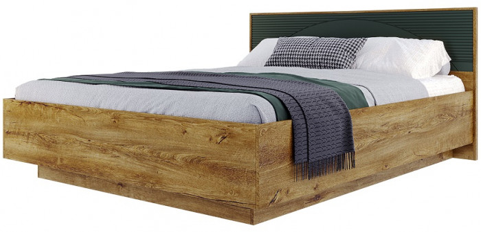 Кровать КИНГ-САЙЗ 180х200 "Монтале" - Дуб канзас/Зеленый матовый