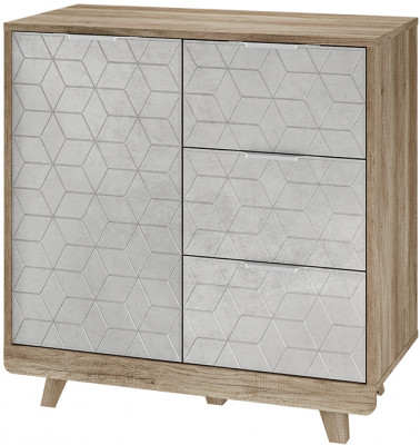 Комод "Мегаполис" КМ-12 Дуб каньон/Ф04 антик серебро