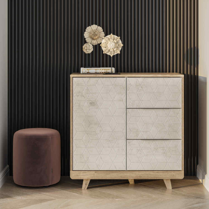 Комод "Мегаполис" КМ-12 Дуб каньон/Ф04 антик серебро