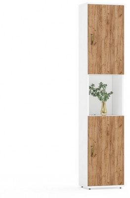 Лидер-8 Модуль Пенал, белый шагрень/крафт золото