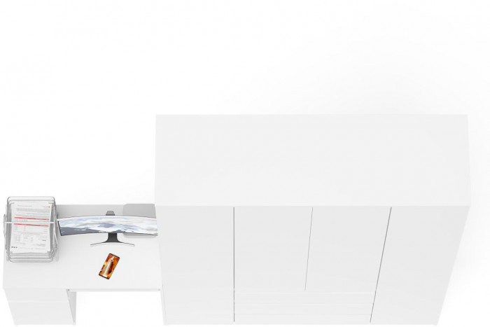 Мори компьютерный стол МС-1 левый + Шкаф МШ1600.1, белый