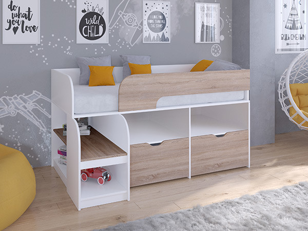 Кровать чердак Астра 9 V6 Белый/Сонома