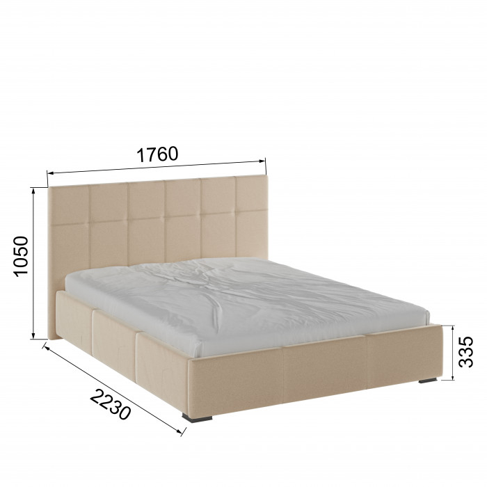 Рио Кровать интерьерная 160 бежевый квадрат, ПМ