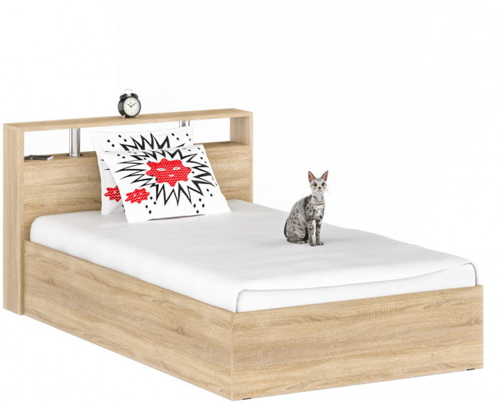 Камелия спальня № 6 Кровать 1200 + Две тумбы + Стол косметический + Зеркало, дуб сонома