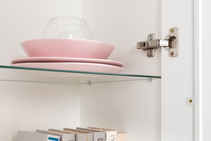 Валенсия Гостиная № 123, цвет ЛДСП белый шагрень/МДФ белый шагрень, ШхГхВ 405,4х38,4х225,2 см., универсальная сборка