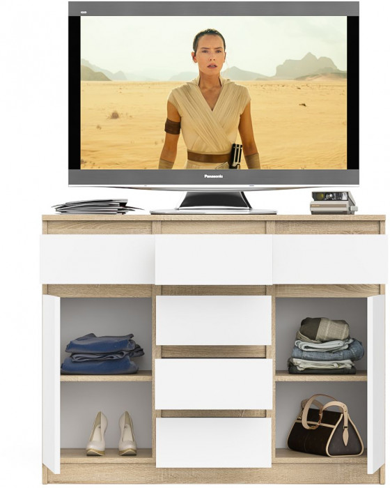 Мори Комод МК1200.4, дуб сонома/белый