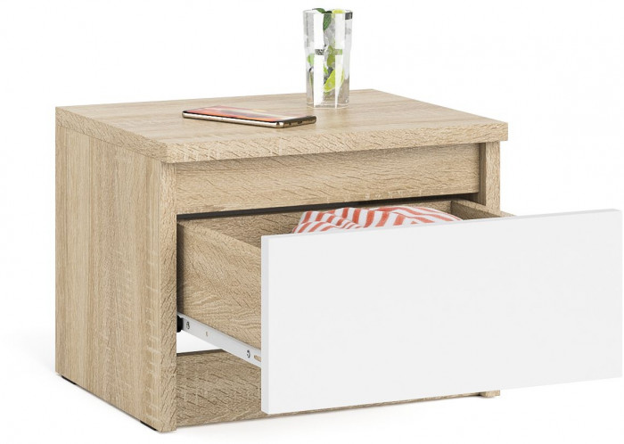 Мори Тумба прикроватная ТПМ400.1, цвет дуб сонома/белый, ШхГхВ 40,4х34,6х30 см.