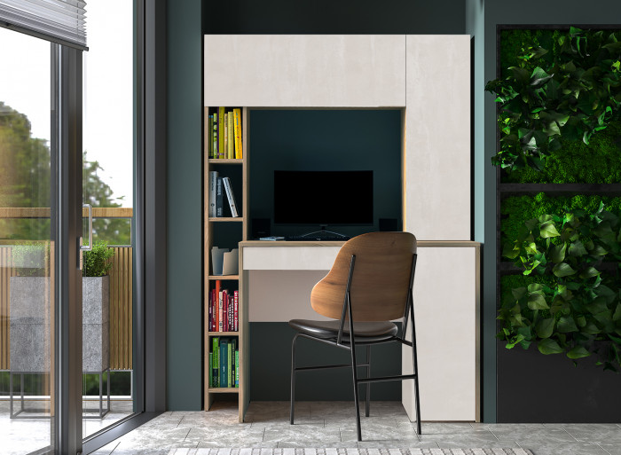 компьютерный стол Комфорт 12.71, дуб крафт серый/шёлковый камень