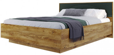 Кровать 160х200 с щитовым основанием "Монтале" - Дуб канзас/Зеленый матовый