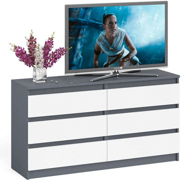 Мори Комод МК1380.6, цвет графит/белый, ШхГхВ 138х41х73 см.