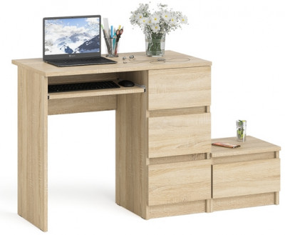 Мори Стол компьютерный МС-6 правый + Тумба ТМП400.1, цвет дуб сонома, ШхГхВ 130,4х50х76,6 см., выдвижные ящики справа, НЕ универсальная сборка