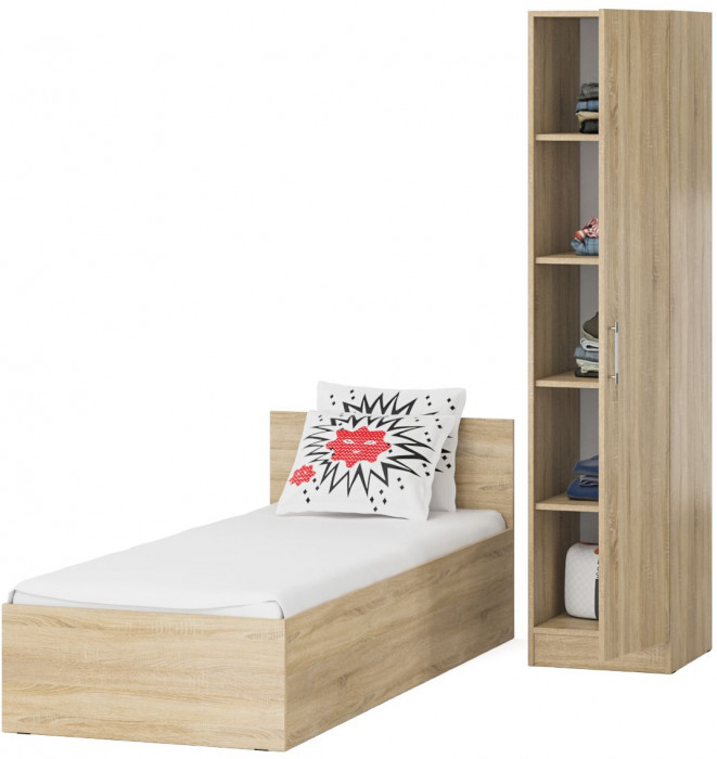 Кровать 0800 + Пенал Стандарт, дуб сонома