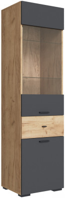 Пенал-витрина Дублин, Дуб крафт золотой/Графит серый