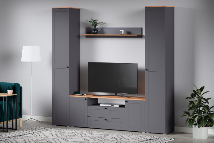 Остин 13.227 Шкаф-пенал, цвет серый графит/дуб крафт золотой, ШхГхВ 40х41,8х229,8 см., универсальная сборка