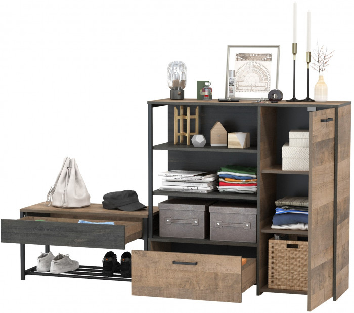 Трувор 13.241.03 Тумба для обуви + 13.307.01 Комод, дуб гранж песочный/интра