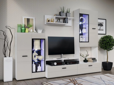 Гостиная Нэнси NEW Вариант №3 (Браш Лайт Грей, Белый)