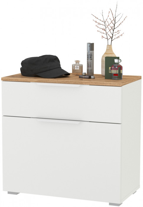 Октава 16.127 Тумба для обуви, белый шагрень/дуб крафт золотой/фасады МДФ белый шагрень