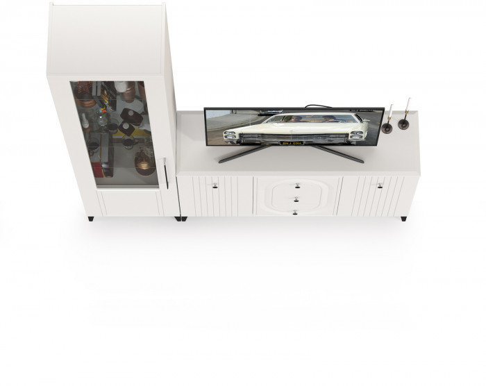 Валенсия Гостиная № 092, ЛДСП белый шагрень/МДФ белый шагрень