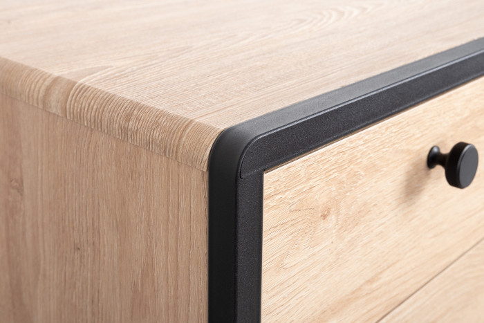 Брюс Стол письменный 12.157, цвет чёрный/дуб Сантьяго/столешница МДФ ель карпатская, ШхГхВ 130х62,6х75 см., универсальная сбока