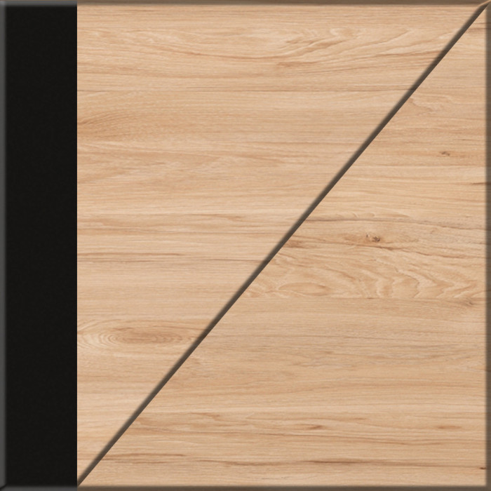 Брюс Стол письменный 12.157, цвет чёрный/дуб Сантьяго/столешница МДФ ель карпатская, ШхГхВ 130х62,6х75 см., универсальная сбока