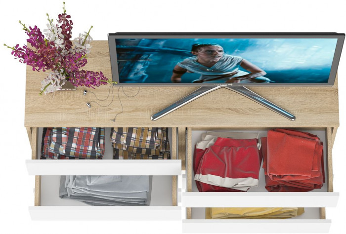 Мори Комод МК1380.6, цвет дуб сонома/белый, ШхГхВ 138х41х73 см.