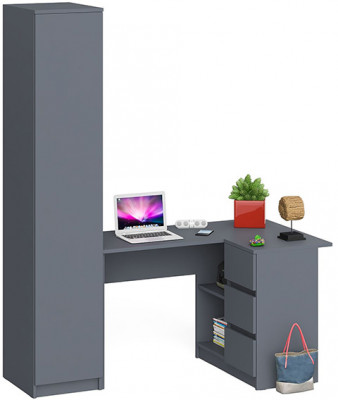 Мори компьютерный стол МС-16 правый + Пенал МШ400.1, графит