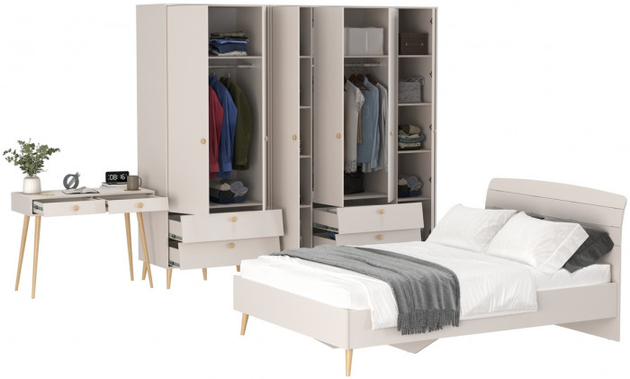 Афина Спальня 21-1400, цвет кашемир серый, сп.м. 1400х2000 мм., б/м, основание есть - фанера