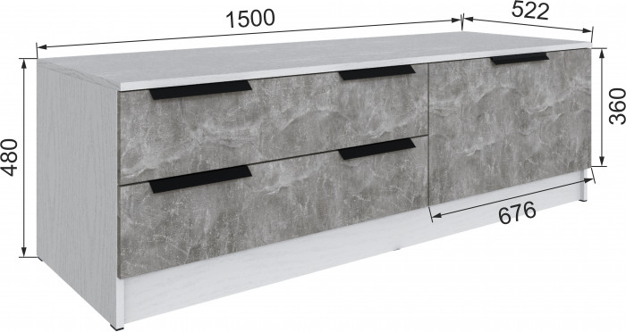 Тумба под ТВ Мадрид (1,5), Белый/Ателье светлое