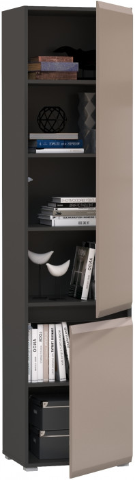 Сидней 13.200 Шкаф, цвет корпус: антрацит/фасады: МДФ веллюто капучино, ШхГхВ 50х41,3х205,2 см., универсальная сборка