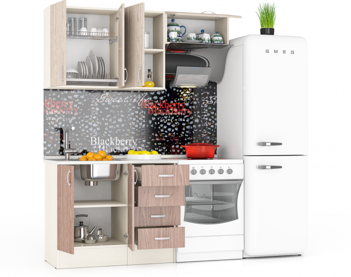 Кухня Мери 04 ШВ600+ШВ400+ШВв600+ШН600+ШН4Я400, дуб/ясень шимо светлый/ясень шимо тёмный