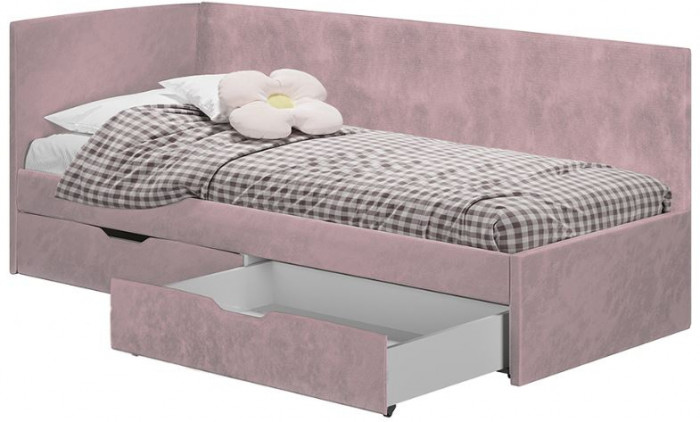 Кровать односпальная "Лео" КР-49 Белый/Шарли пинк