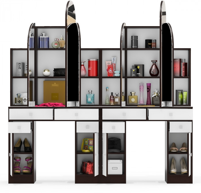 Два туалетных столика Трельяжа МД №2, венге/белый шагрень