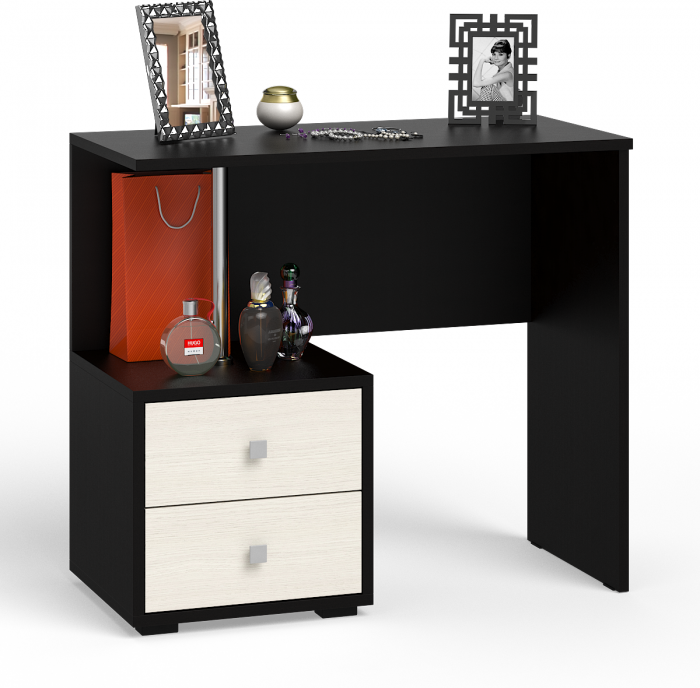 Камелия спальня № 7 Кровать 900 + Стол косметический + Зеркало + Комод, цвет венге/дуб лоредо, сп.м. 900х2000 мм., б/м, основание есть