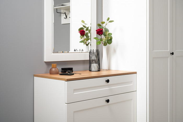 Остин Прихожая 56, белый шагрень/дуб крафт золотой